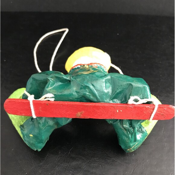 Mexican Paper Mache Vintage Folk Art Clown On Swing - Picture 6 of 9